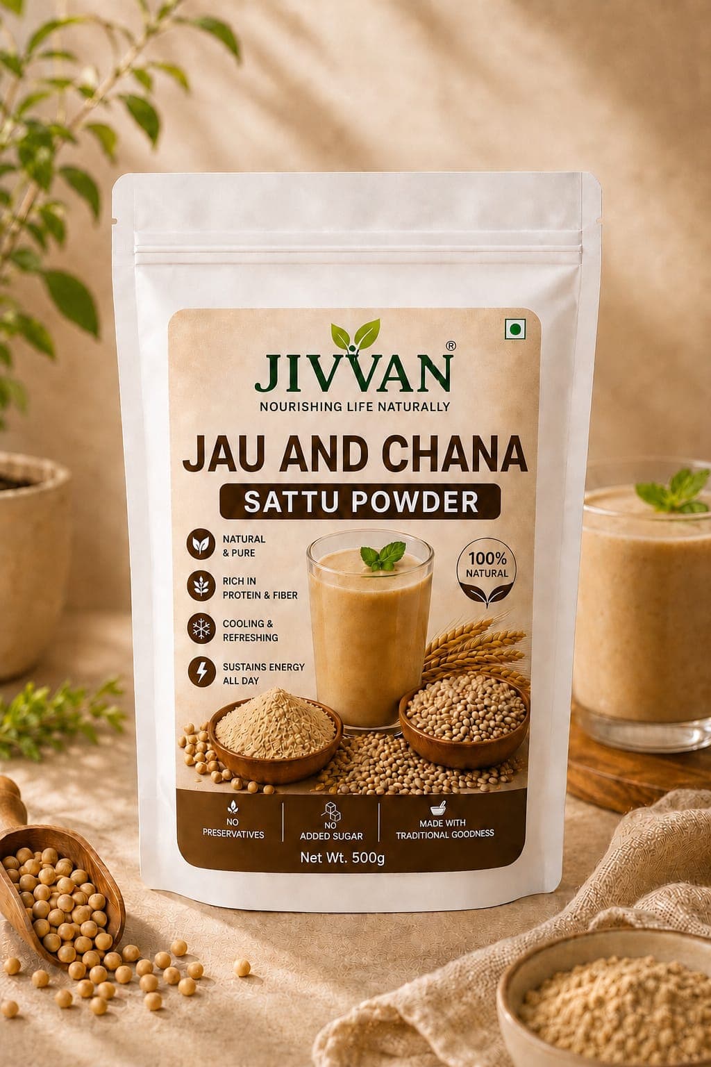 JIVVAN Jau & Chana Sattu Powder